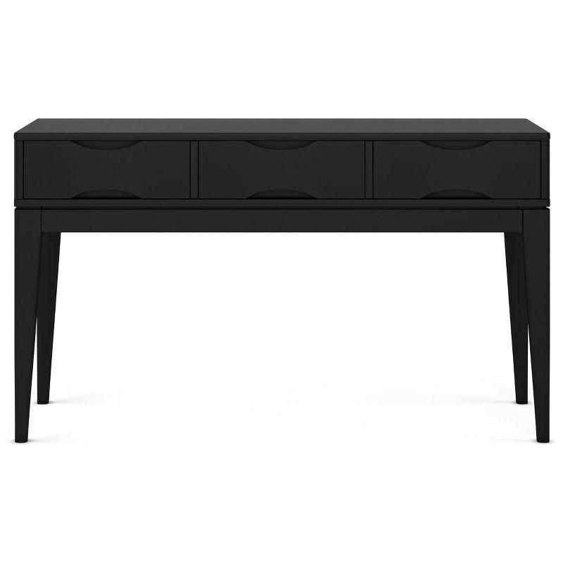 Simpli Home Harper 54"W Solid Hardwood Mid-Century Modern Storage Console Table with Drawers and Tapered Legs