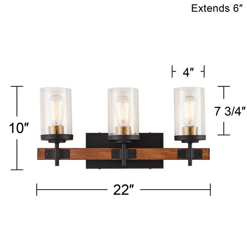 Black and Brass Cylinder Wall Light with Seeded Glass