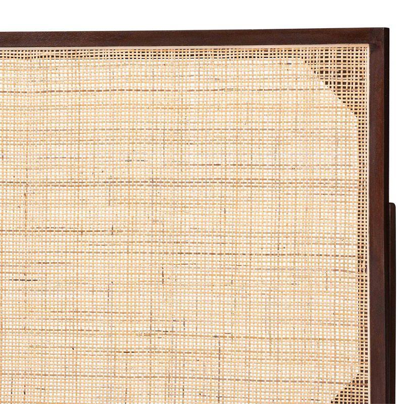 bali & pari Queen Aurelia Bayur Wood & Rattan Headboard Dark Brown/Natural Brown: Bohemian Design, Wall/Bed Frame Mount