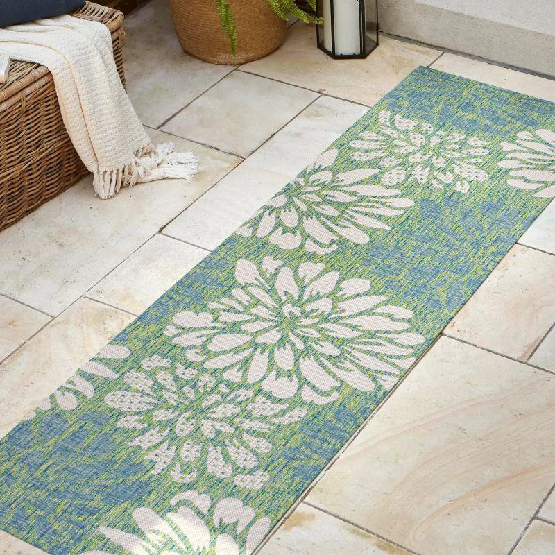 Zinnia Modern Floral Textured Weave Indoor/Outdoor Area Rug - JONATHAN Y