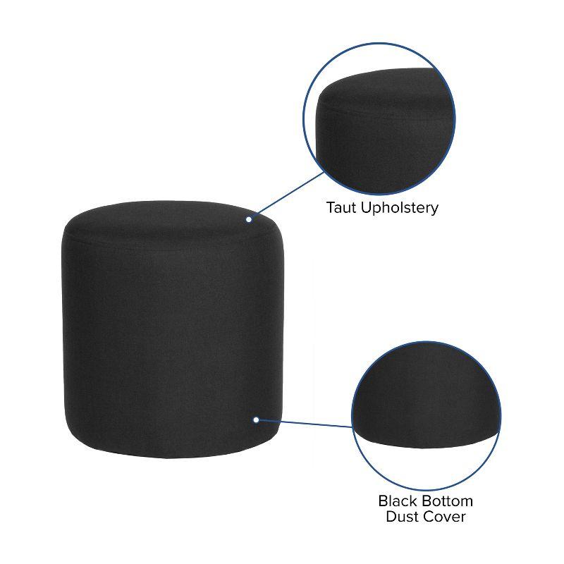 Barrington Black Fabric Round Ottoman Pouf