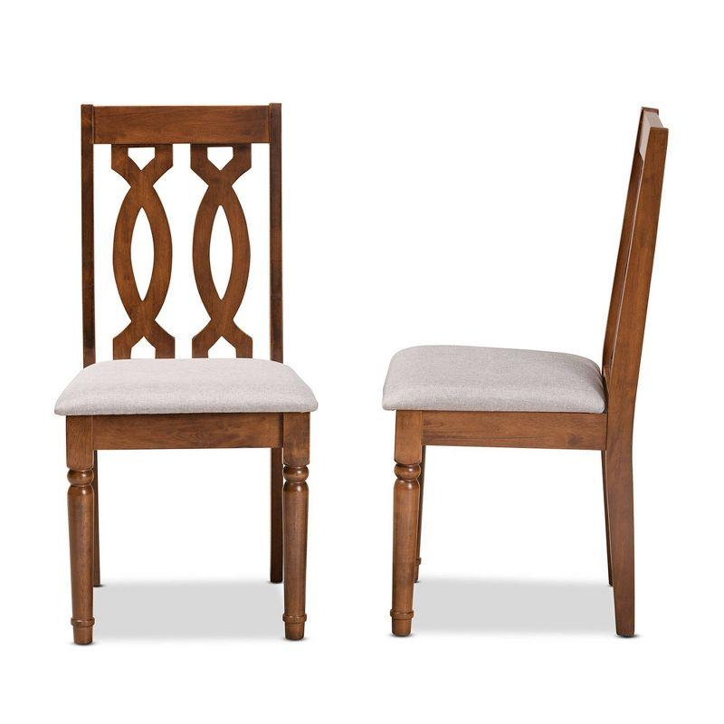 Baxton Studio 2pc Cherese Fabric Upholstered and Wood Dining Chair Set Gray/Brown: Polyester, Spot Clean, Armless Design