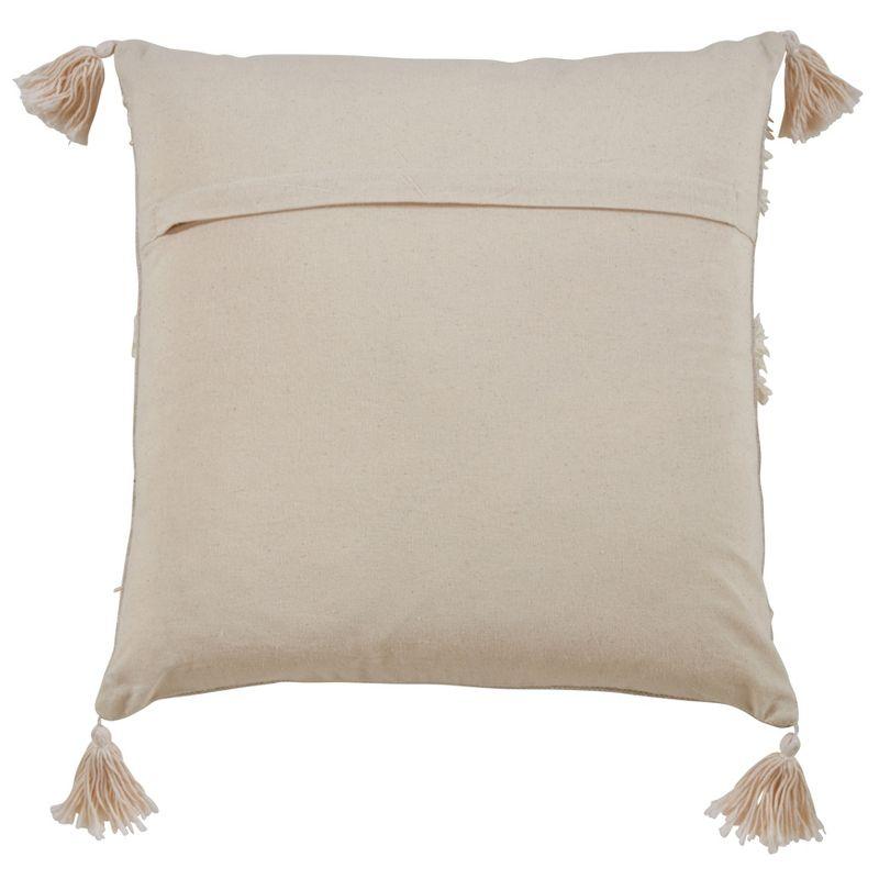 Saro Lifestyle Tri-Line Frayed Throw Pillow With  Polyester Filling, Natural, 22" x 22"