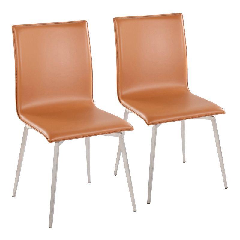 Light Brown Faux Leather Upholstered Side Chair with Metal Legs