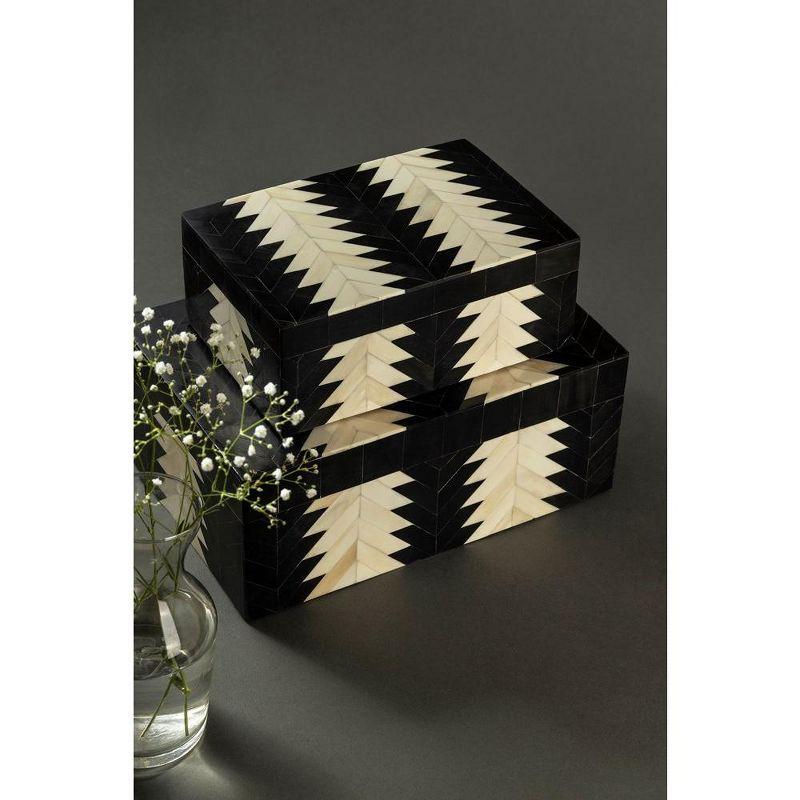 Venota Black and Ivory Decorative Boxes, Set of 2