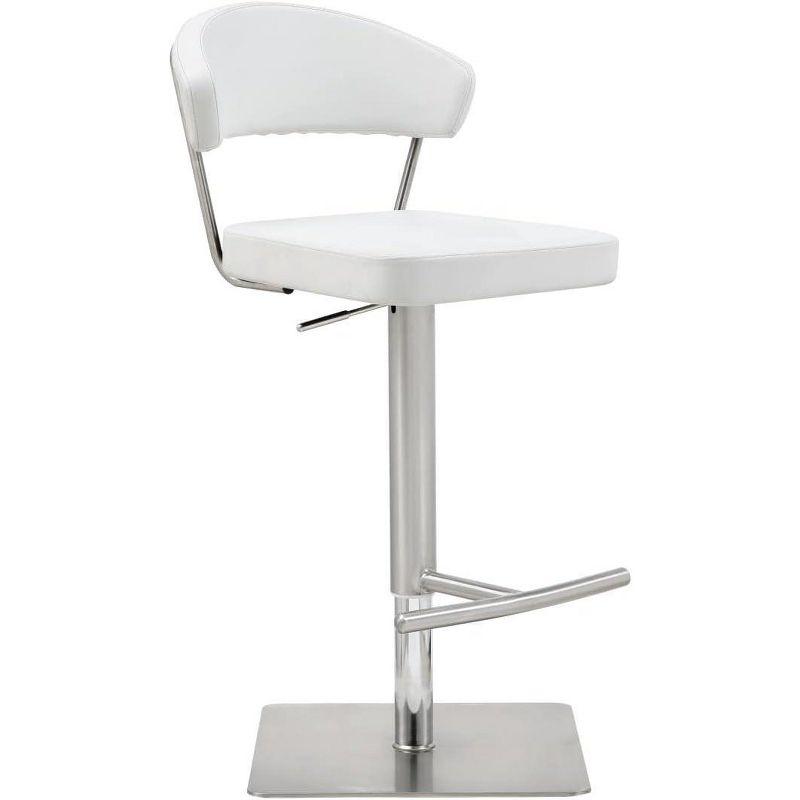 White Adjustable Saddle Style Metal and Faux Leather Barstool