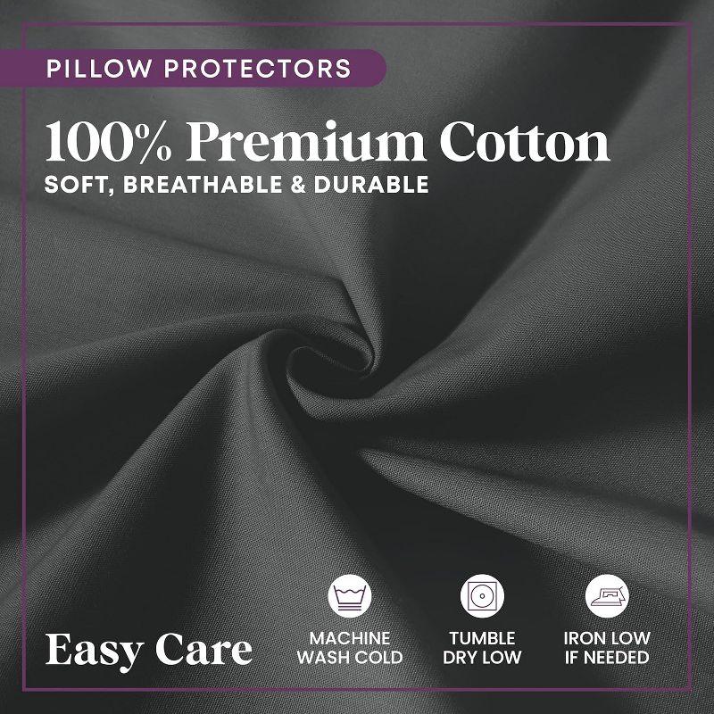 100% Cotton Zippered Pillow Protector (2 pck) Standard - Charcoal