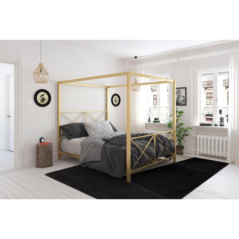 DHP Rosedale Metal Canopy Bed, Queen, Gold