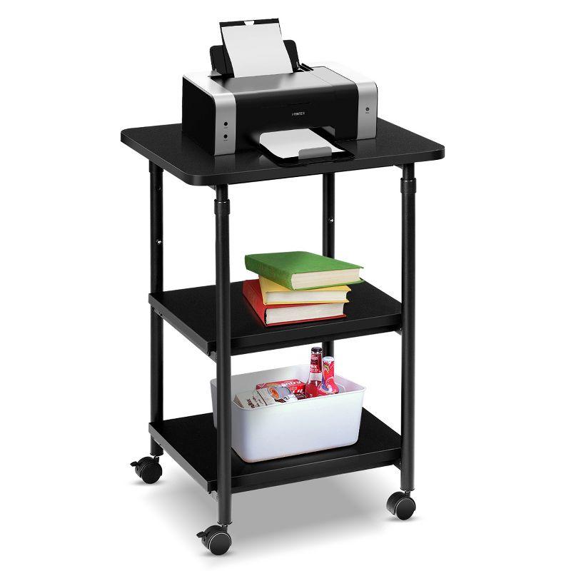 Tangkula 3-Tier Adjustable Rolling Under Desk Printer Cart with 3 Storage Shelves Printer Stand for home office Black