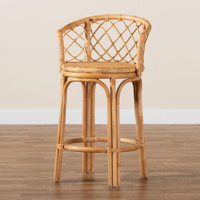 Orchard Rattan Counter Height Barstool Natural/Brown - bali & pari: Bohemian Style, No Assembly, 250lb Capacity