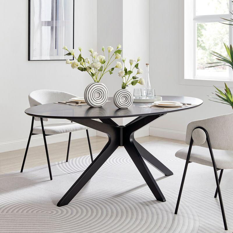 Danya B. Etta Two Piece Glossy Ceramic Black and White Striped Round Hollow Circle Donut Vase Set