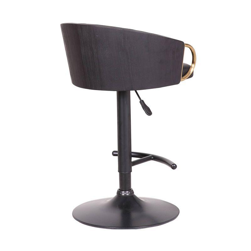 Solstice Adjustable Swivel Barstool Black - Armen Living: Modern Faux Leather Upholstery, Foam Filled, Steel Frame