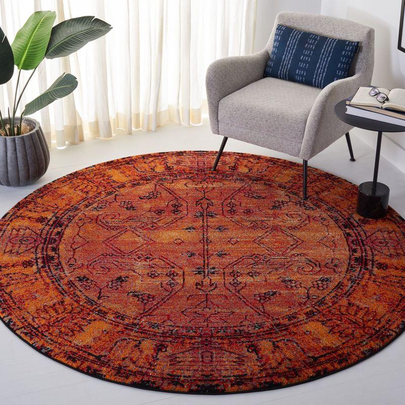 Vintage Hamadan VTH216 Power Loomed Area Rug - Orange - 9' round - Safavieh.