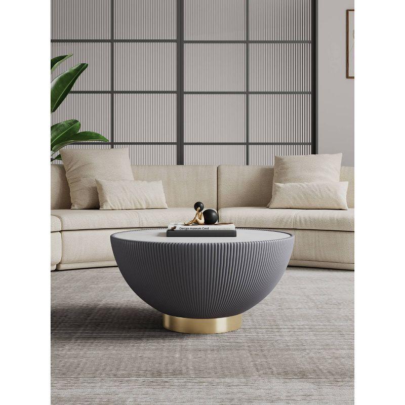 Manhattan Comfort Anderson Leatherette Upholstered Coffee Table with Faux Marble Tabletop Gray
