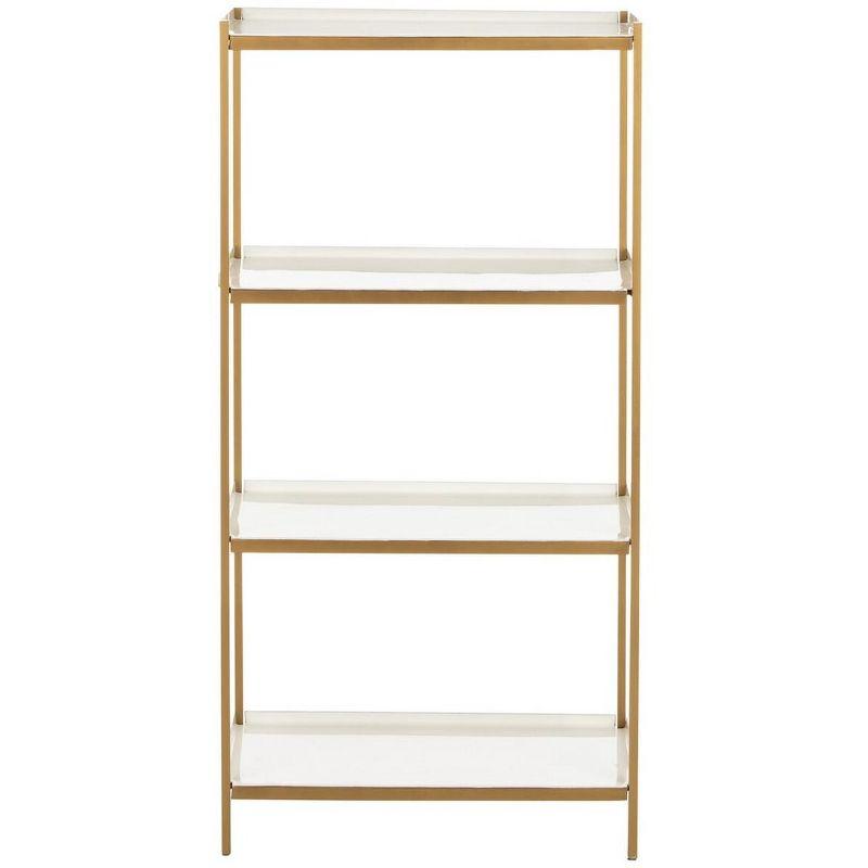 Daniella White and Brass 4-Tier Iron Etagere