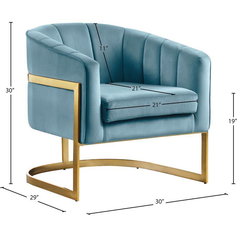 Meridian Furniture Carter Aqua Velvet Accent Chair with Stainless Steel Base