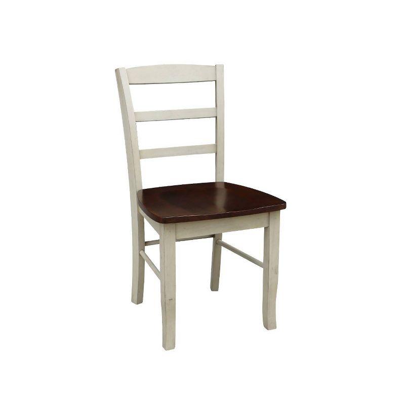 Set of 2 Traditional White Solid Wood Ladderback Side Chairs
