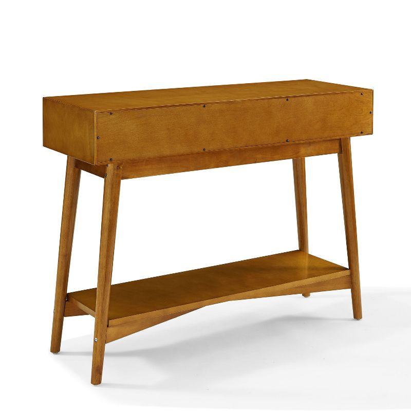 Crosley Landon Console Table Acorn: Mid-Century Modern Design, Hardwood with Open Shelf & Drawer