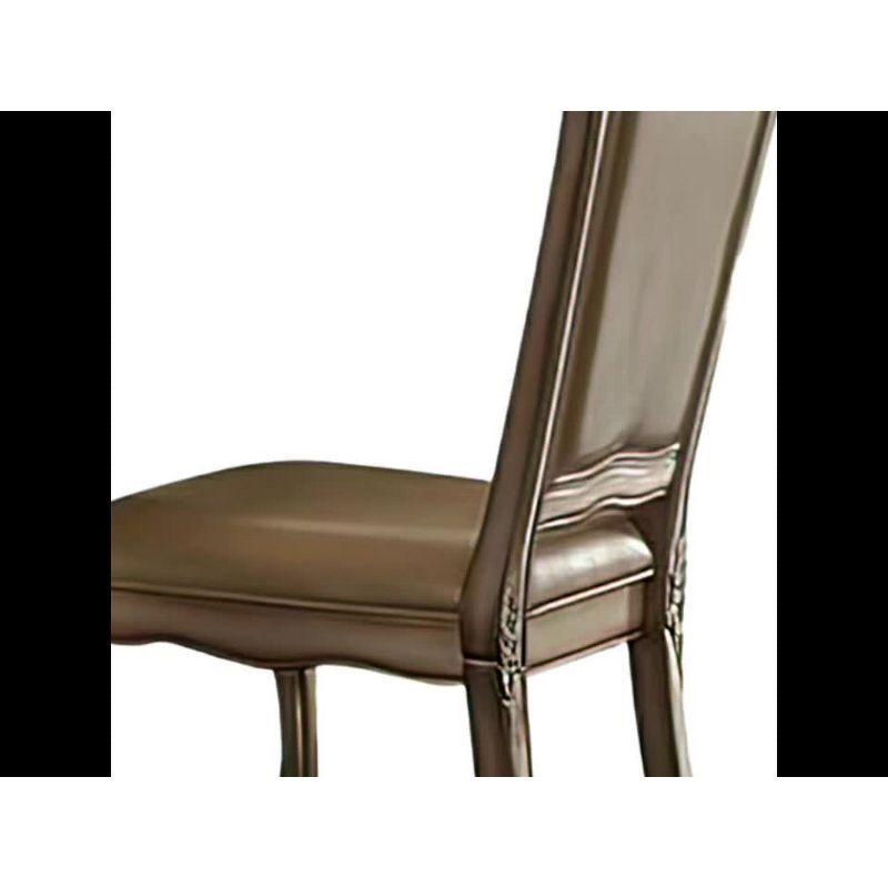 Bone White and Gold Patina Faux Leather Upholstered Side Chair