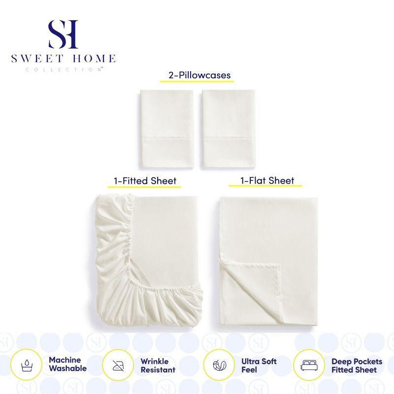Sweet Home Collection Luxurious Soft Microfiber Sheet Set with Bonus Pillowcases