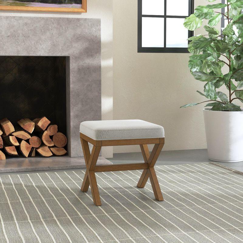 Hillsdale Furniture 18.5" Somerset Backless Wood Vanity Stool Fog: Padded Ottoman Bench, Polyester Upholstery