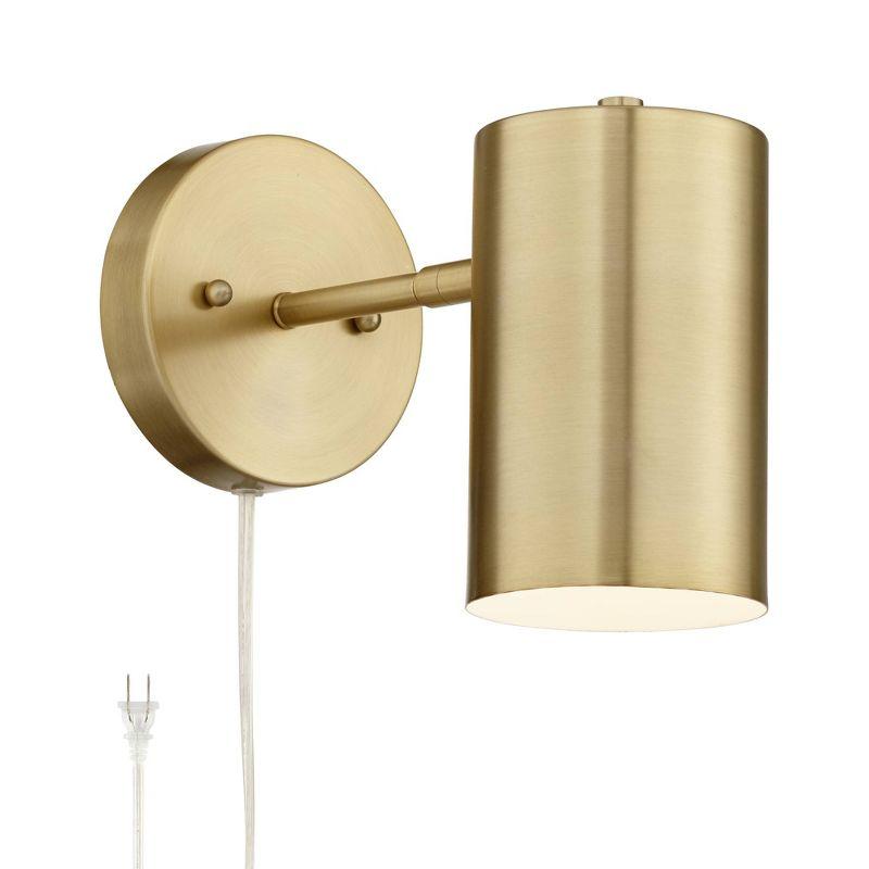 Elegant Carla Brushed Brass Adjustable Plug-In Wall Lamp