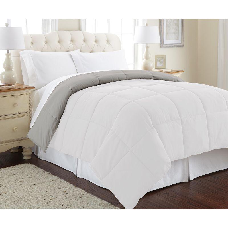 Twin White and Gray Reversible Microfiber Duvet