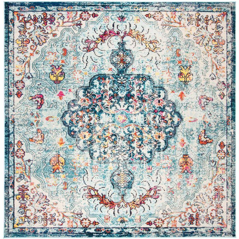 Madison MAD447 Power Loomed Indoor Accent Rug - Navy/Light Blue - 3'x3' - Safavieh