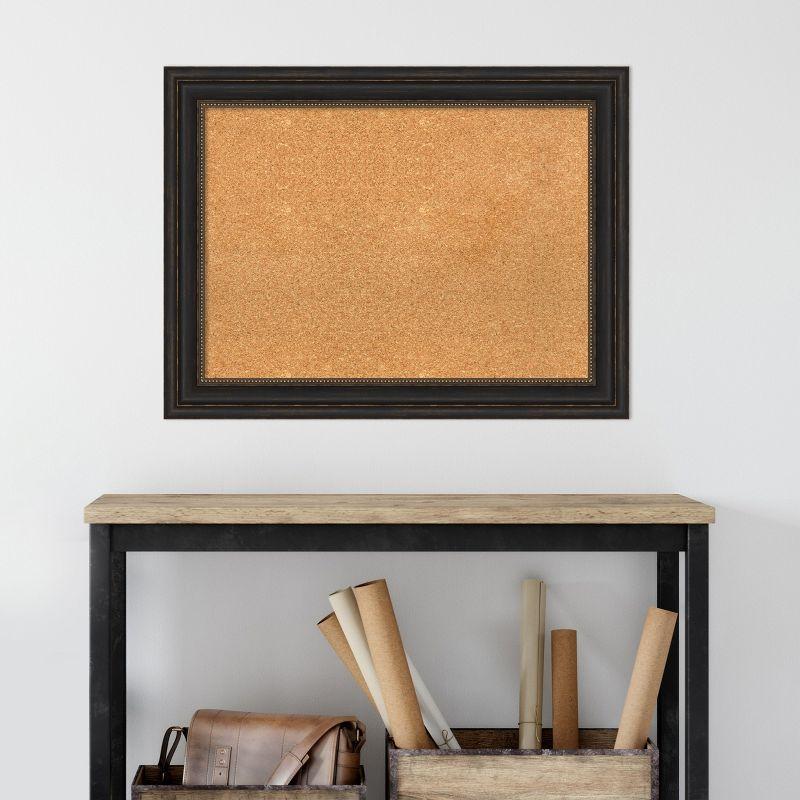 Natural Cork Bulletin Board with Bronze Frame, 37.44 x 29.86 in