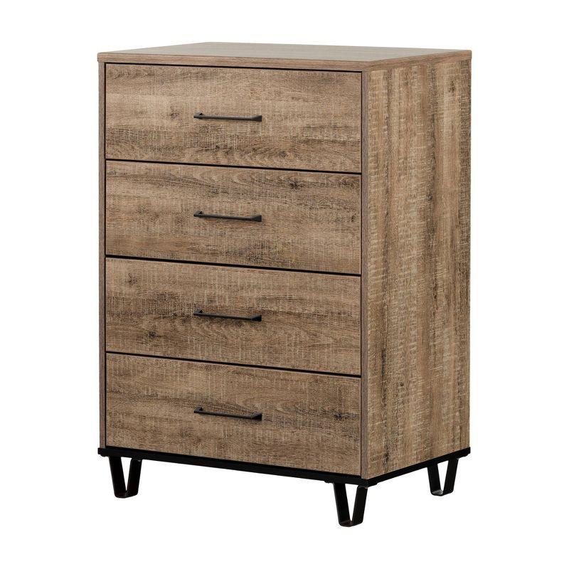 Weathered Oak Farmhouse 4-Drawer Tall Dresser