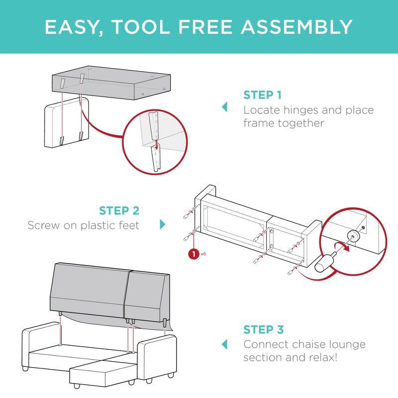 Best Choice Products Linen Sectional Sofa Couch w/ Chaise Lounge, Reversible Ottoman Bench