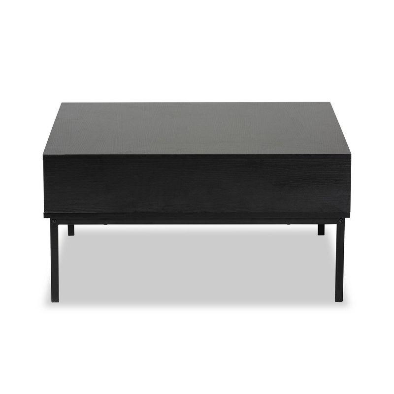 Haben Two-Tone Wood Coffee Table Oak Brown/Black - Baxton Studio: Industrial Style, Square Shape, Metal Frame