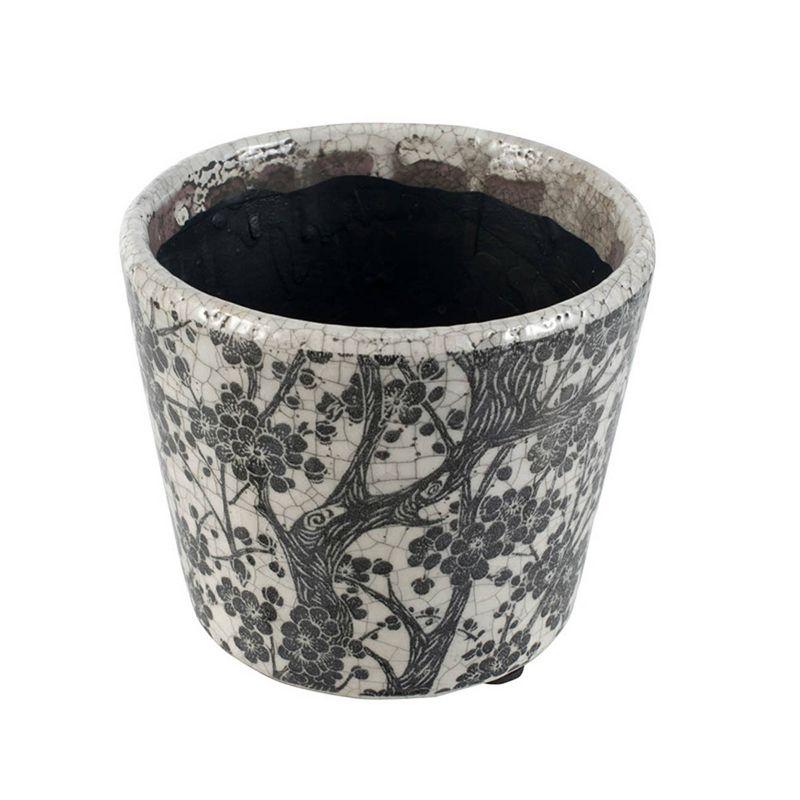 Elegant Blue Floral Naturespire Ceramic Planters, Set of 3