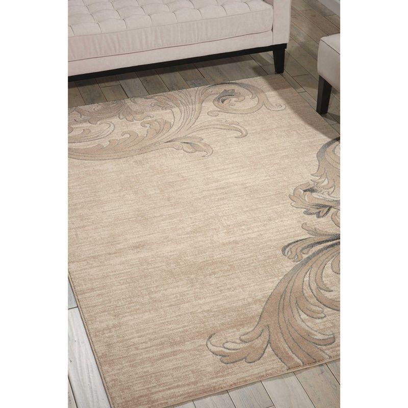 Mocha Floral Synthetic 9' x 12' Area Rug
