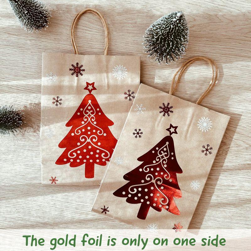 Wrapables 12pc Christmas Kraft Gift Bags with Tissue Paper Festive Red 12pc