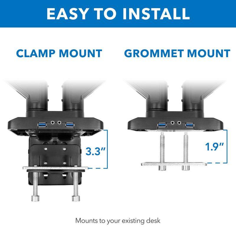 Mount-It! Full Motion Articulating Heavy Duty Dual Monitor Desk Mount w/ USB 3.0 Ports Fit 17-35 in, 33 Lbs. Capacity Per Arm w/ Adjustable Gas Spring