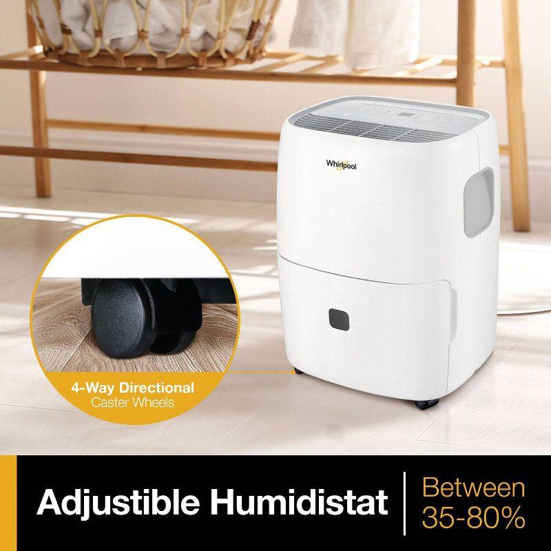 Whirlpool 50 Pint Portable Dehumidifier with Built-in Pump: Accudry, UL Listed, No Filter, Over 3000 sq. ft. Coverage