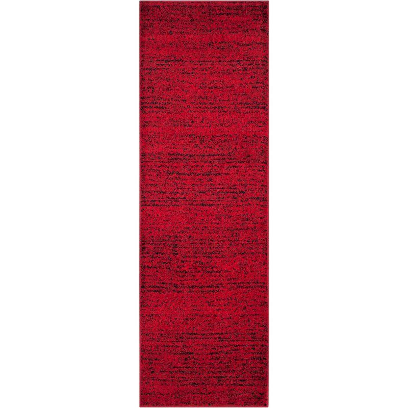 Chic Lodge-Style 30" Square Red & Black Synthetic Rug