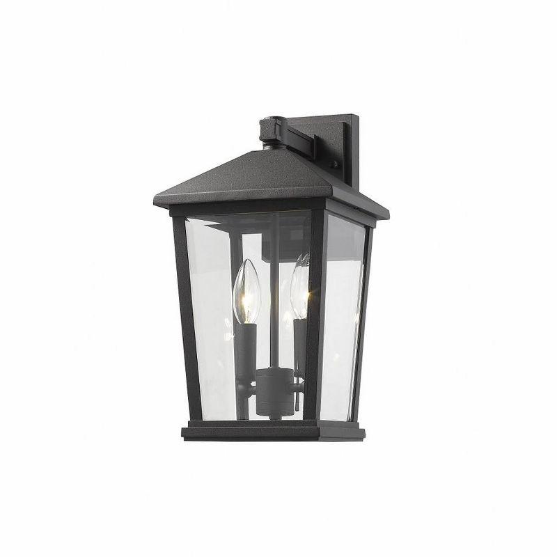 Beacon 15" Black Dimmable Outdoor Wall Sconce with Clear Beveled Glass