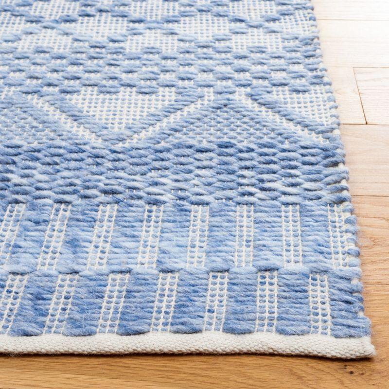 Coastal Breeze Blue Rectangular 3'x5' Flat Woven Wool Rug