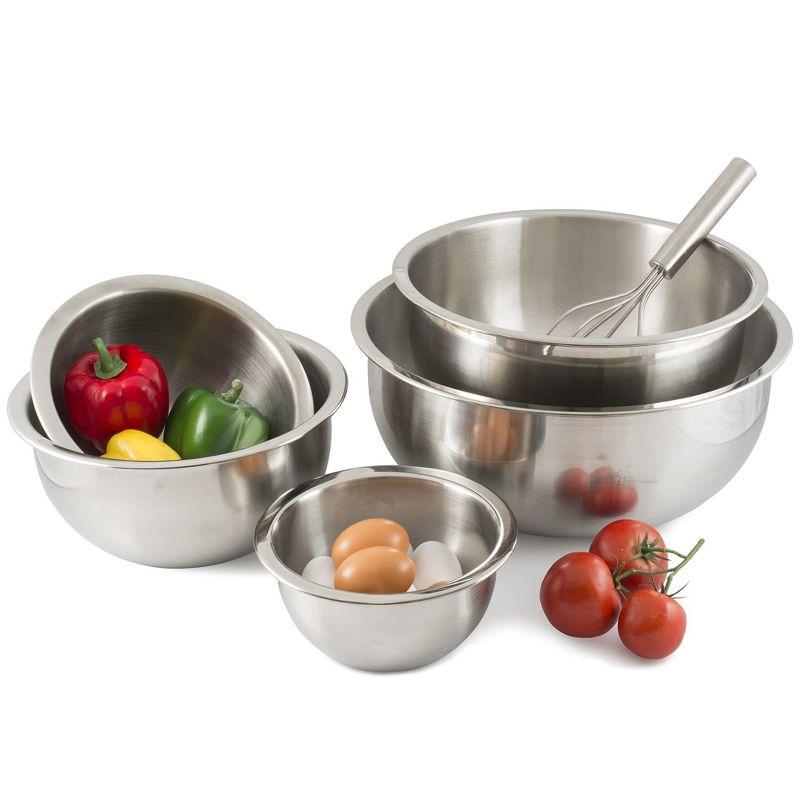 Stainless Steel Mixing Bowl - 18/8 Stainless Steel, Extra Wide Lip, Weighted Design, Flat Bottom with High Sides, Dishwasher Safe, 4 Quarts