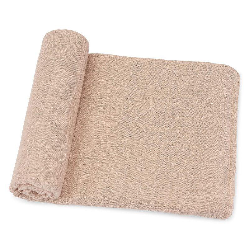 Blush Muslin Cotton Baby Swaddle Blanket, 47 x 47 Inches