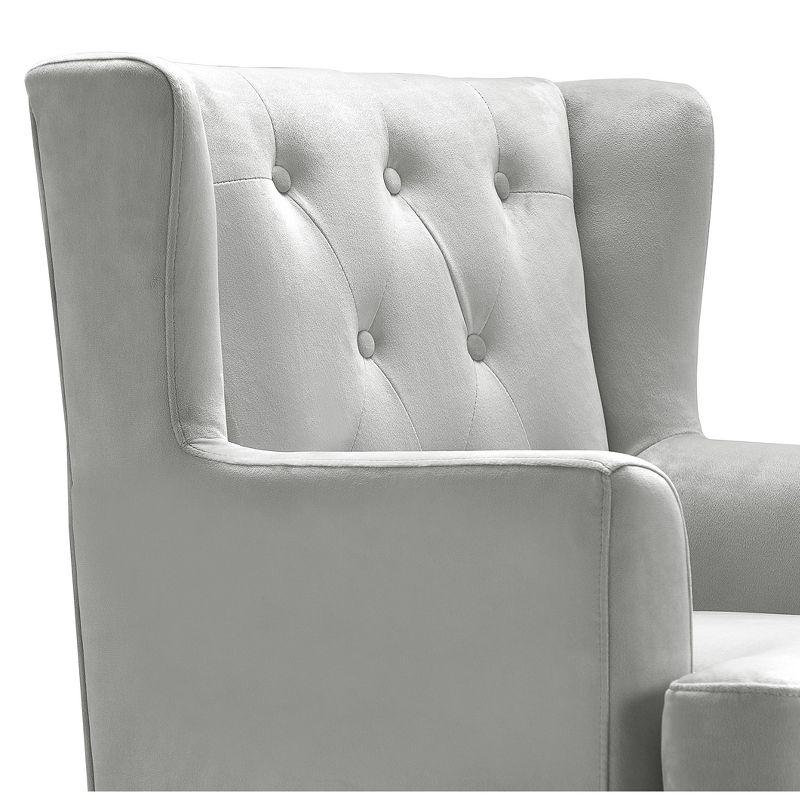 Pearl Grey Velvet Tufted Wingback Accent Chair 29.9"