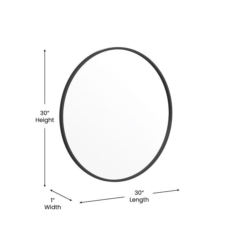Merrick Lane 30" Round Accent Wall Mirror in Black with Metal Frame for Bathroom, Vanity, Entryway, Dining Room, & Living Room