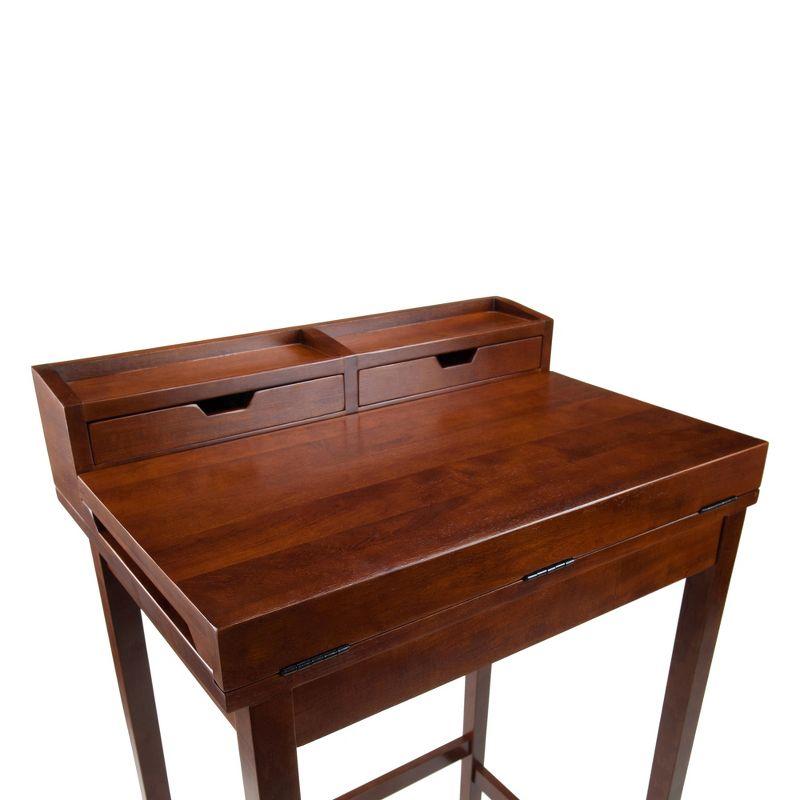 Winsome Brighton High Desk Walnut: Modern Office Furniture, Space-Saving Writing Table for Bedrooms