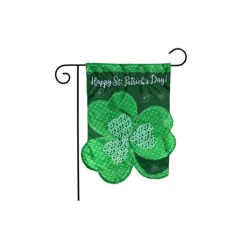 Briarwood Lane Shamrock St. Patrick's Day Applique Garden Flag Clover Sculpted 18" x 12.5"