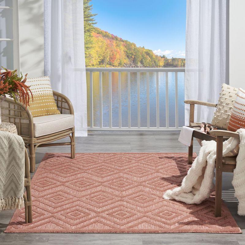 Nourison Versatile Diamond Geometric Flatweave Indoor Outdoor Area Rug Coral/Orange 5' x 7'