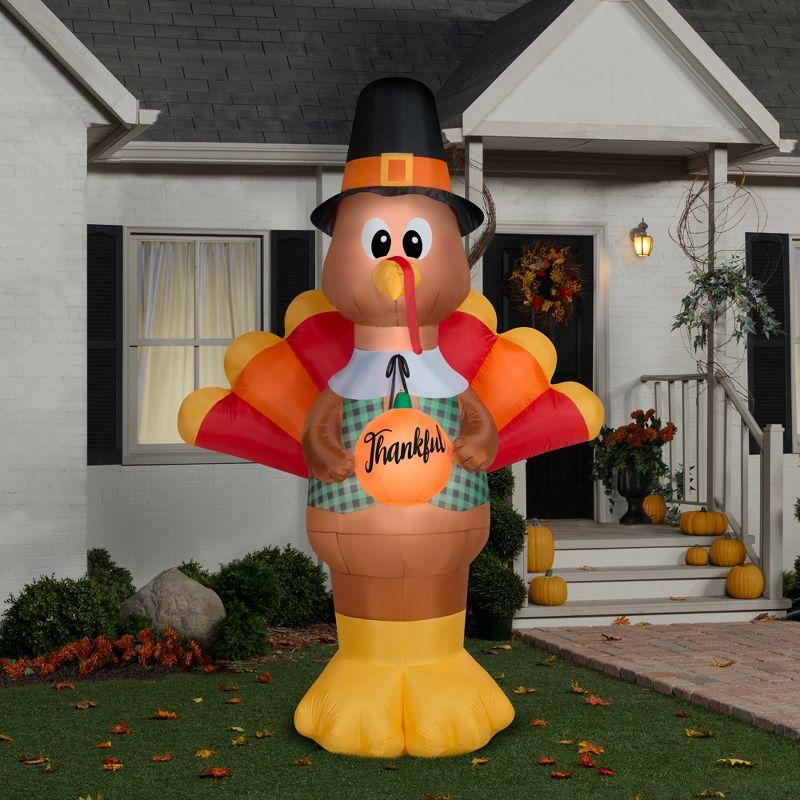 Gemmy Airblown Inflatable Thankful Turkey Giant, 10 ft Tall, Multi