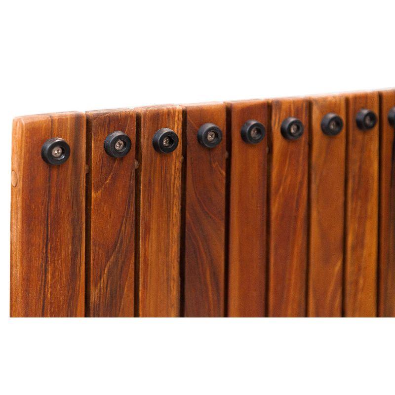 Nordic Teak 59" x 35" Extra Large Oiled Shower and Bath String Mat with Rubber Footing - Brown