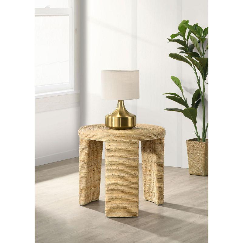 Natural Woven Rattan Round End Table with Storage